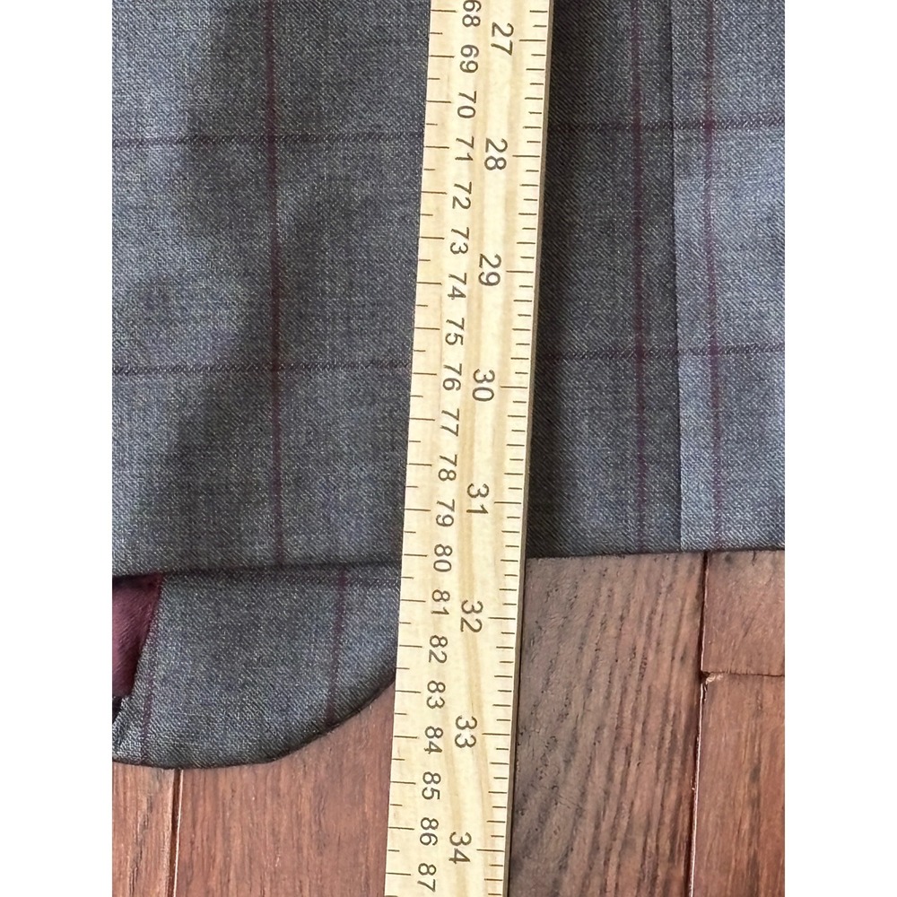 Coppley Suit 42R‎ Tollegno Super 120s Wool Grey Windowpane Made Canada 33x35 - Picture 12 of 16
